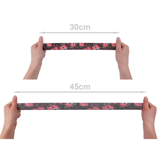 Elastic lat cu imprimeu, lățime 30 mm - Alb (1 Metru)