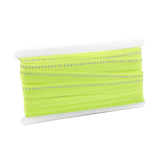 Elastic bias cu puncte metalice, latime 22 mm - Galben verzui (1 Metru) Elastic bias cu puncte metalice, latime 22 mm - Galben verzui (1 Metru)