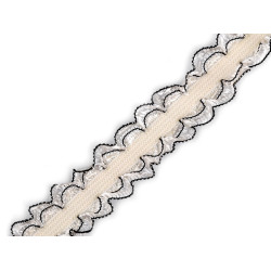Bandă elastică decorativă lățime 21 mm - Crem deschis (180 Metri)