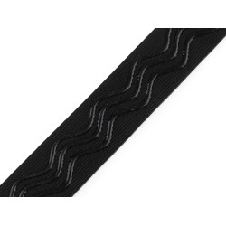 Banda elastica latime de 25 mm cu silicon - Negru (1 Metru)