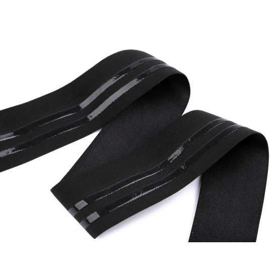 Banda elastica satinata cu silicon latime 40 mm - Negru (1 Metru) Banda elastica satinata cu silicon latime 40 mm - Negru (1 Metru)
