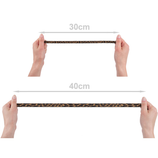 Banda elastica cu model leopard 15 mm - Maro (1 Metru)