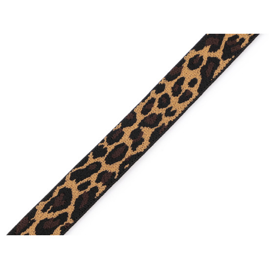 Banda elastica cu model leopard 15 mm - Maro (1 Metru)