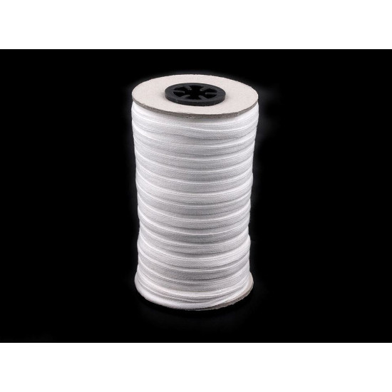 Bandă bumbac, confecții nou nascuți, lățime  5 mm - Alb (100 Metri)