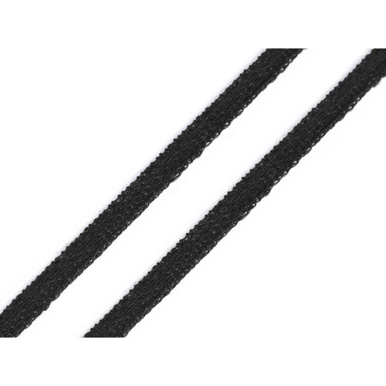 Banda / snur din bumbac latime 6 mm - Negru (30 Metri)
