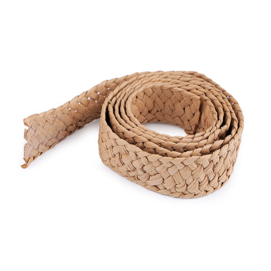 Chingă împletită din paie de hârtie, lățime 30 mm - Maro natural (50 Metri) Chingă împletită din paie de hârtie, lățime 30 mm - Maro natural (50 Metri)