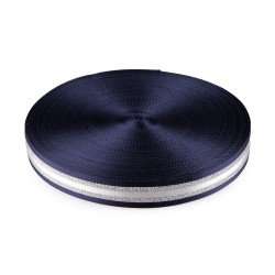 Chinga cu lurex lățime 38 mm - Albastru închis (1 Metru)