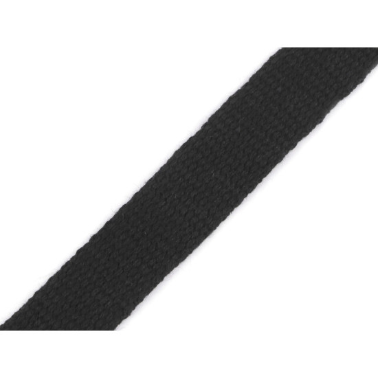 Chinga bumbac latime 20 mm - Negru (25 Metri)