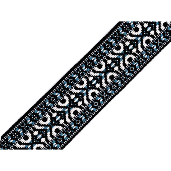 Panglică țesută cu motiv 47 mm - Albastru delta (45 Metri)