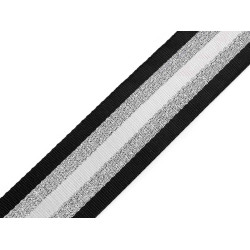 Chingă cu lurex dublă față lățime 50 mm - Negru (1 Metru)
