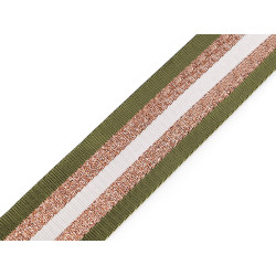 Chingă cu lurex dublă față lățime 50 mm - Verde (1 Metru)