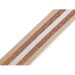 Chingă cu lurex dublă față lățime 50 mm - Bej deschis (1 Metru)