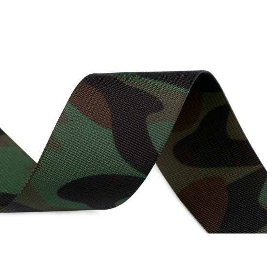 Chinga camuflaj două fețe lățime 50 mm - Verde (1 Metru)