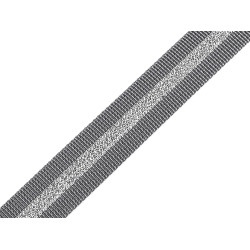 Chingă din polipropilenă cu lurex, latime 25 mm - Gri neutral (1 Metru)