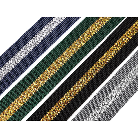 Chingă din polipropilenă cu lurex, latime 25 mm - Negru (50 Metri) Chingă din polipropilenă cu lurex, latime 25 mm - Negru (50 Metri)