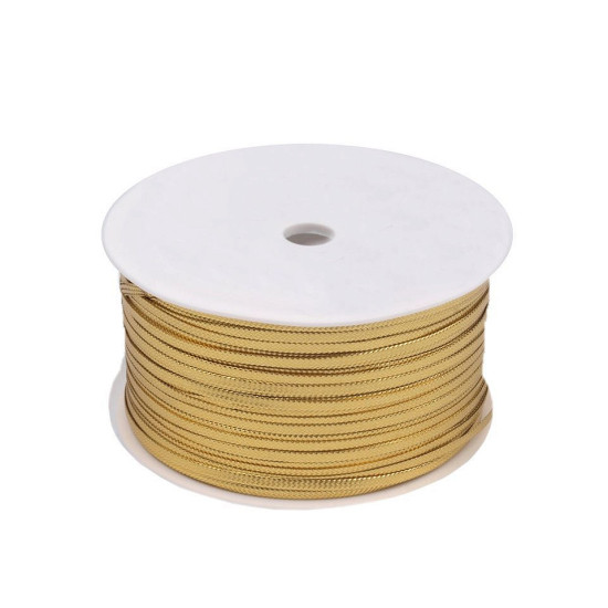 Şnur plat lurex, gol în interior, lățime 2,5 mm - Auriu (50 Metri) Şnur plat lurex, gol în interior, lățime 2,5 mm - Auriu (50 Metri)