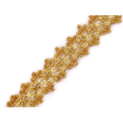 Galon decorativ cu fir metalic, lățime 25 mm - Auriu (20 Metri)