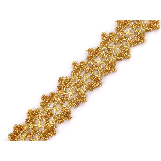 Galon decorativ cu fir metalic, lățime 25 mm - Auriu (20 Metri) Galon decorativ cu fir metalic, lățime 25 mm - Auriu (20 Metri)