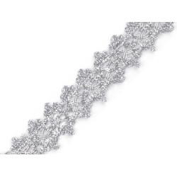 Galon decorativ cu fir metalic, lățime 25 mm - Argintiu (20 Metri)