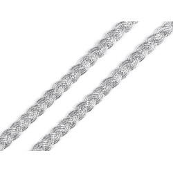 Galon decorativ cu fir metalic, lățime 8 mm - Argintiu (54 Metri)
