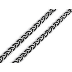 Galon decorativ cu fir metalic, lățime 8 mm - Negru (18 Metri)