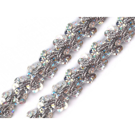 Bandă decorativă cu paiete, lățime 15 mm - Auriu (1 Metru) Bandă decorativă cu paiete, lățime 15 mm - Auriu (1 Metru)