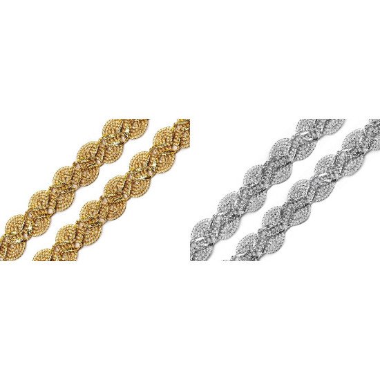 Galon decorativ cu fir metalic, lățime 25 mm - Argintiu (54 Metri) Galon decorativ cu fir metalic, lățime 25 mm - Argintiu (54 Metri)