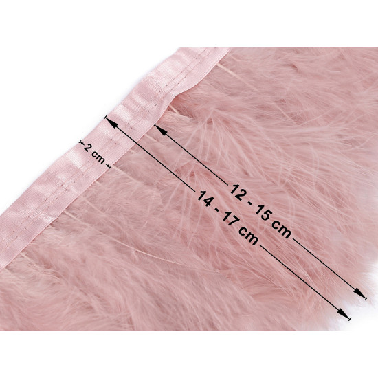 Bandă din pene de barză marabou 12-15 cm - Roz pudrat (1 Bucată) Bandă din pene de barză marabou 12-15 cm - Roz pudrat (1 Bucată)