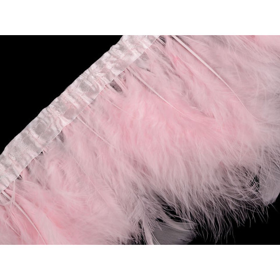 Bandă din pene de barză marabou 12-15 cm - Roz pudrat (1 Bucată) Bandă din pene de barză marabou 12-15 cm - Roz pudrat (1 Bucată)