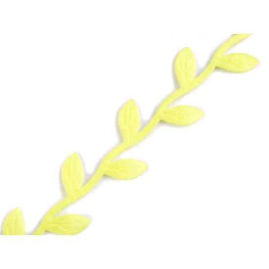 Bandă decorativă cu frunze din satin - Verde (1 Metru)