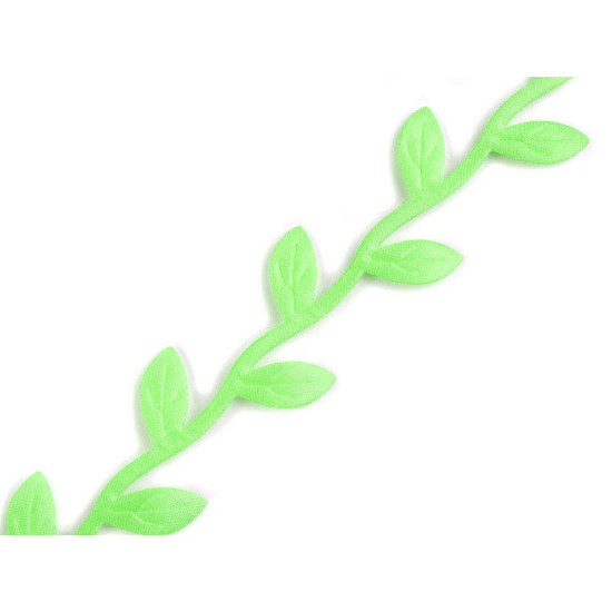 Bandă decorativă cu frunze din satin - Verde (1 Metru)