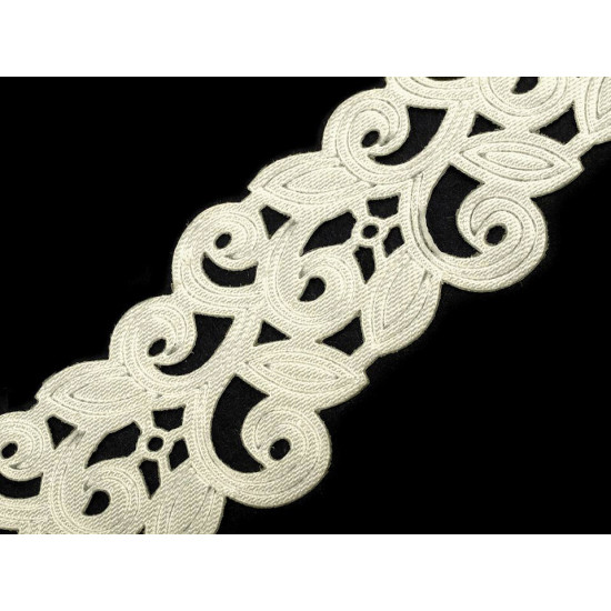 Panglică satinată cu model floral - Alb (90 Metri) Panglică satinată cu model floral - Alb (90 Metri)