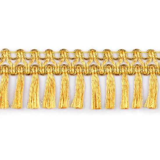 Fransen leonisch breite 50 mm - Gold (1 Meter) Fransen leonisch breite 50 mm - Gold (1 Meter)