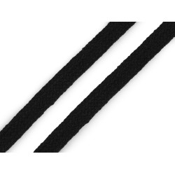 Șnur plat bumbac, lățime 10 mm - Negru (10 Metri)