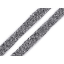 Șnur plat bumbac, lățime 10 mm - Gri deschis (10 Metri)