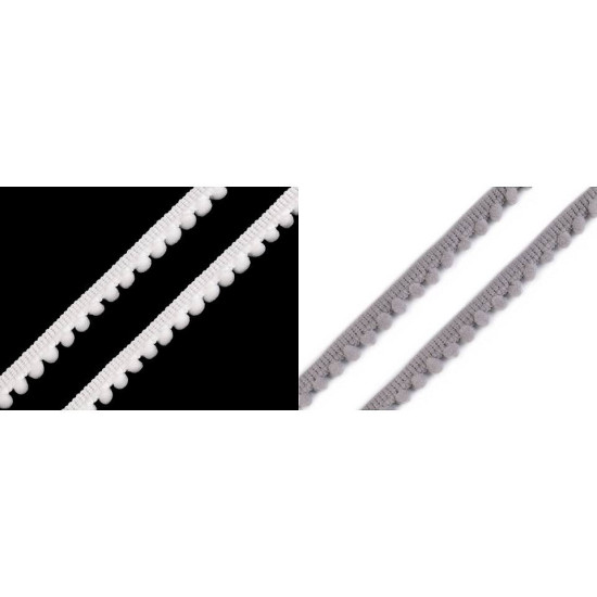 Bandă cu ciucuri, lățime 11 mm - Gri porumbel (1 Metru)
