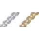 Galon / dantelă brodată pe organza cu fir lame, lățime 45 mm - Auriu (36 Metri) Galon / dantelă brodată pe organza cu fir lame, lățime 45 mm - Auriu (36 Metri)