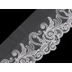 Dantelă brodată pe organza, lățime 18 cm - Bej deschis (1 Metru)