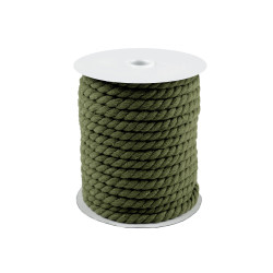 Șnur din bumbac răsucit, ø8 mm - Verde kaki (20 Metri)