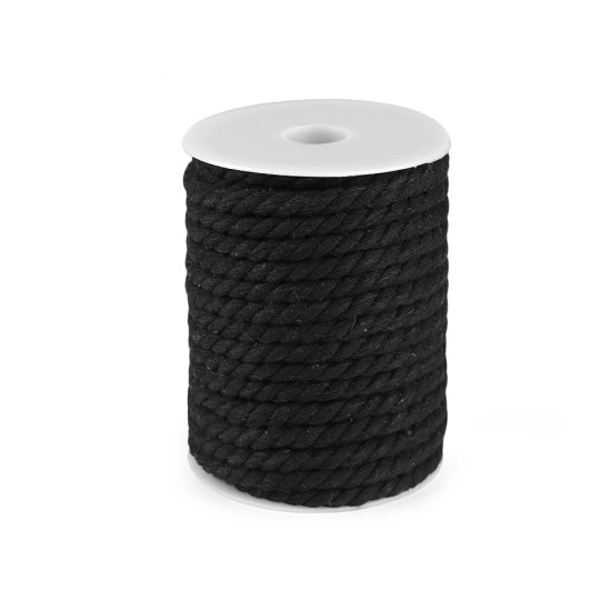 Șnur din bumbac răsucit, ø8 mm - Negru (20 Metri) Șnur din bumbac răsucit, ø8 mm - Negru (20 Metri)