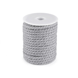 Șnur din bumbac răsucit, ø8 mm - Gri (20 Metri)