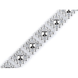 Bandă decorativă cu perle, lățime 9 mm - Argintiu (9 Metri)