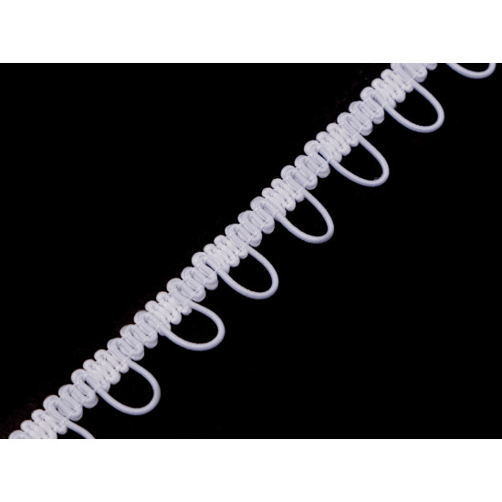 Bandă cu butoniere elastice, lățime 15 mm - Alb (3 Metri)
