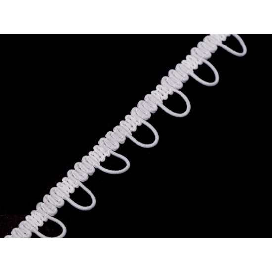 Bandă cu butoniere elastice, lățime 15 mm - Alb (3 Metri)