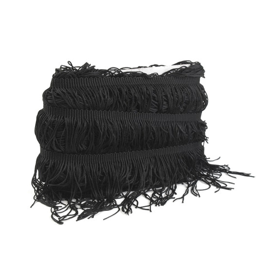Franjuri, lățime 12,5 cm - Negru (1 Metru)