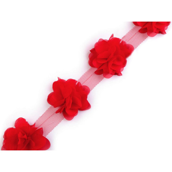 Bandă tul cu flori din șifon, lățime 60 mm - Crem foarte deschis (9 Metri) Bandă tul cu flori din șifon, lățime 60 mm - Crem foarte deschis (9 Metri)