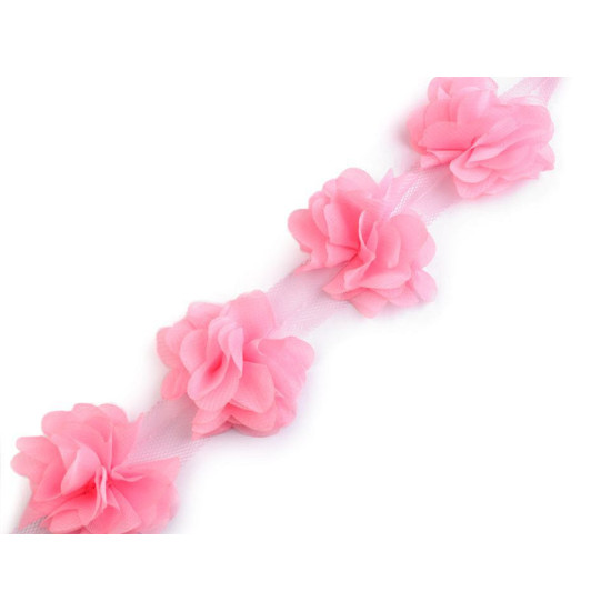 Bandă tul cu flori din șifon, lățime 60 mm - Crem foarte deschis (9 Metri) Bandă tul cu flori din șifon, lățime 60 mm - Crem foarte deschis (9 Metri)