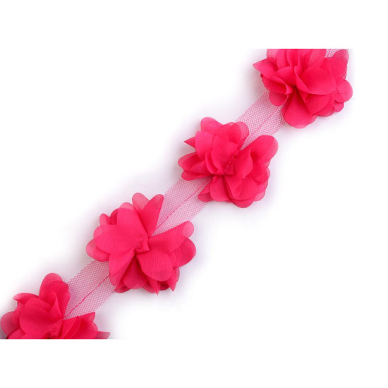 Bandă tul cu flori din șifon, lățime 60 mm - Crem foarte deschis (9 Metri) Bandă tul cu flori din șifon, lățime 60 mm - Crem foarte deschis (9 Metri)