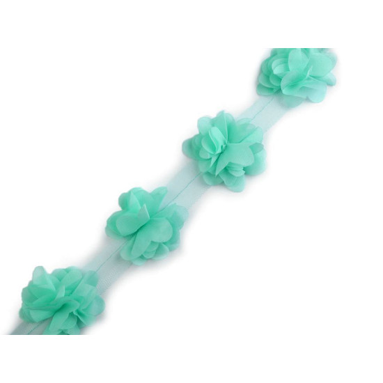 Bandă tul cu flori din șifon, lățime 60 mm - Crem foarte deschis (9 Metri) Bandă tul cu flori din șifon, lățime 60 mm - Crem foarte deschis (9 Metri)