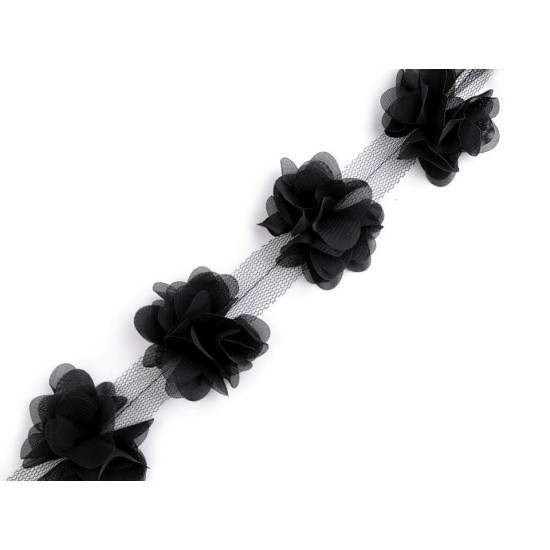 Bandă tul cu flori din șifon, lățime 60 mm - Crem foarte deschis (9 Metri) Bandă tul cu flori din șifon, lățime 60 mm - Crem foarte deschis (9 Metri)